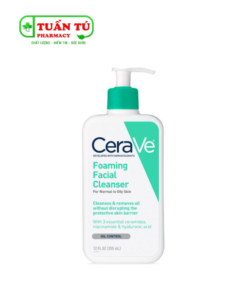 Sữa rửa mặt CeraVe dành cho da thường và da dầu CeraVe Foaming Facial Cleanser 355ml (Oily Skin Xanh Ngọc)